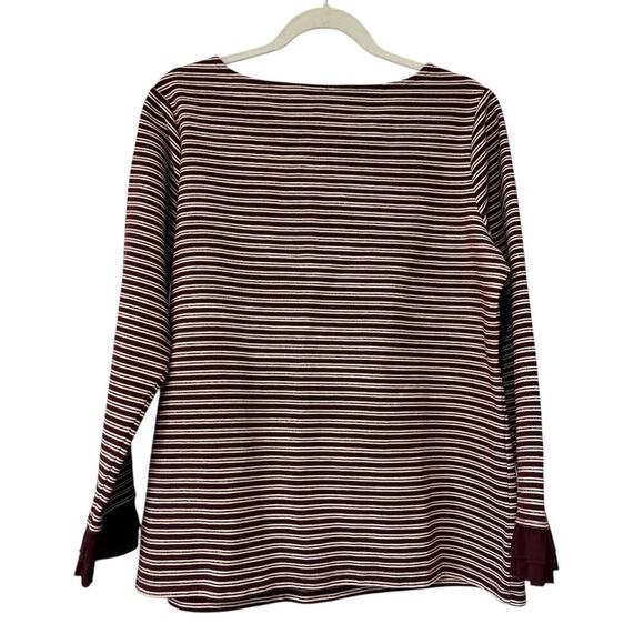 Talbots Burgundy Metallic Striped Long Sleeve Tunic Top 1X Petite Round Neck - Picture 2 of 10
